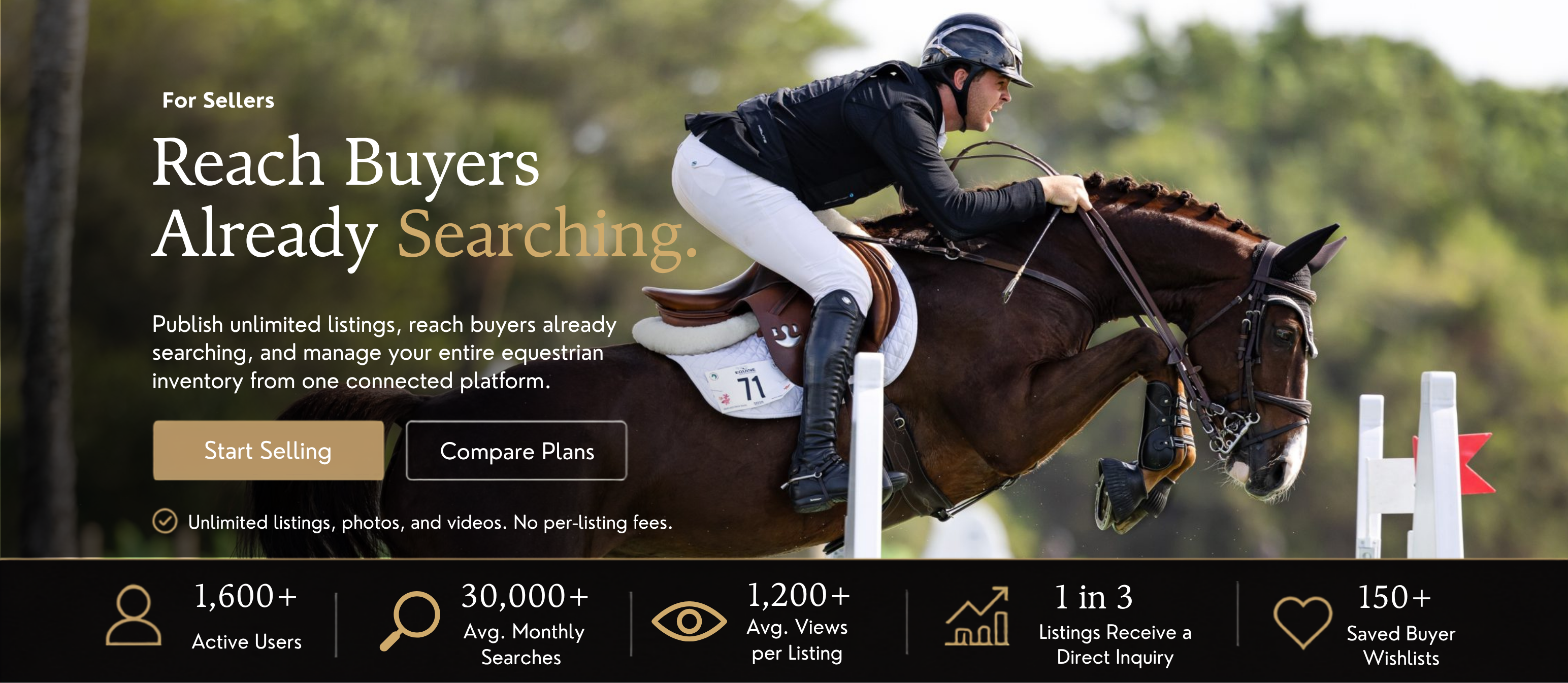 For Sellers: Reach Buyers Already Searching. Publish unlimited listings and manage your equestrian inventory from one connected platform.